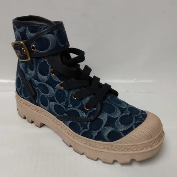 Coach Trooper Mid Top Boots in Signature Denim - Picture 4 of 11